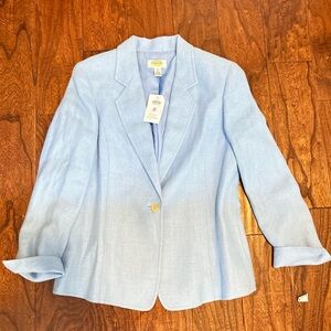Talbots Petite Cornflower Blue linen fully lined blazer/Jacket. Size 10